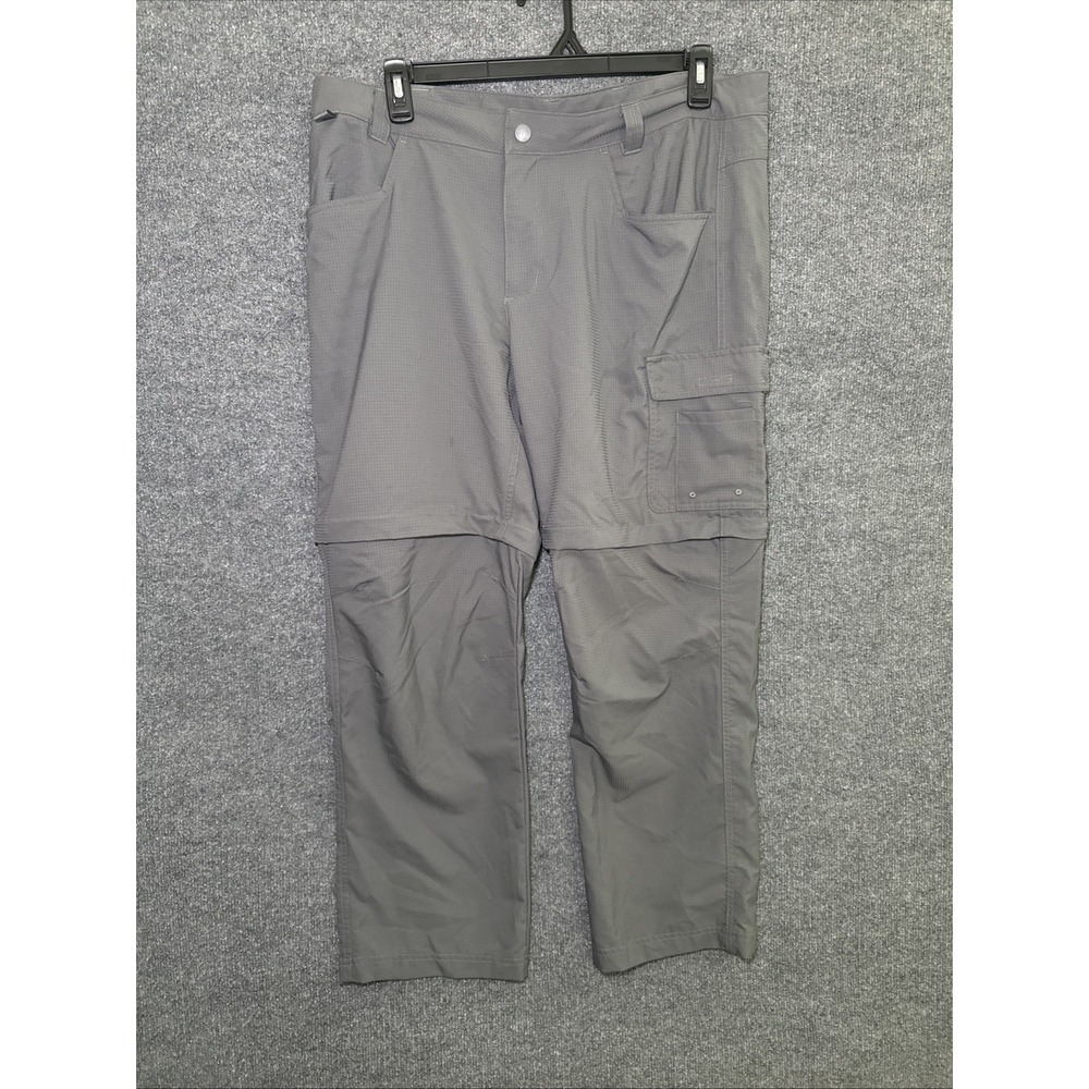 Columbia PFG Men's Stretch Pants Into Shorts Zipper Regular Gray 38W 30L